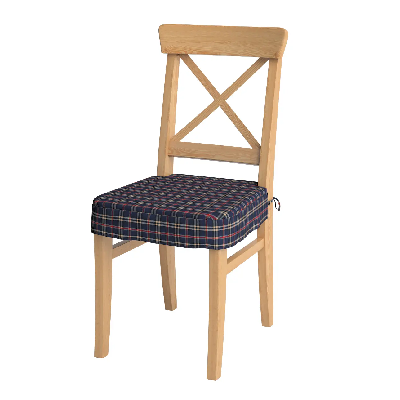 Dekoria Sedák na židli IKEA Ingolf, kostka modro-červená, židle Inglof, Quadro, 142-68