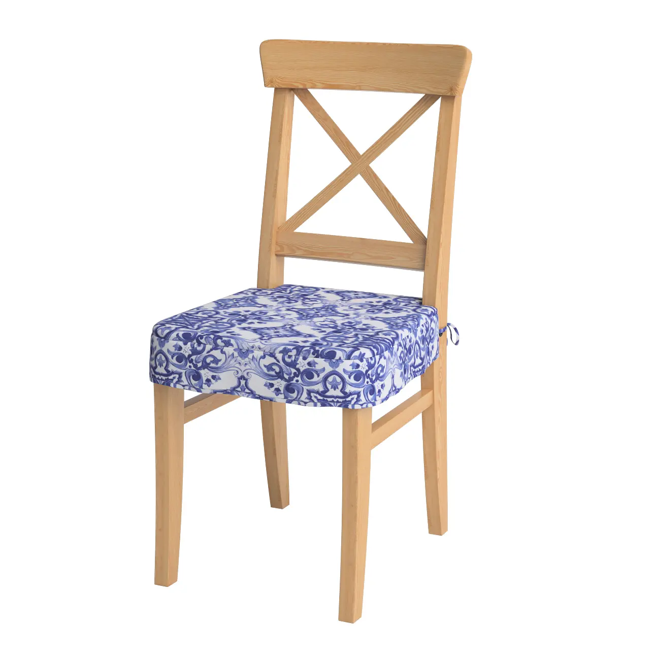 Dekoria Sedák na židli IKEA Ingolf, modré vzory na bílém pozadí, židle Inglof, Aria, 145-17
