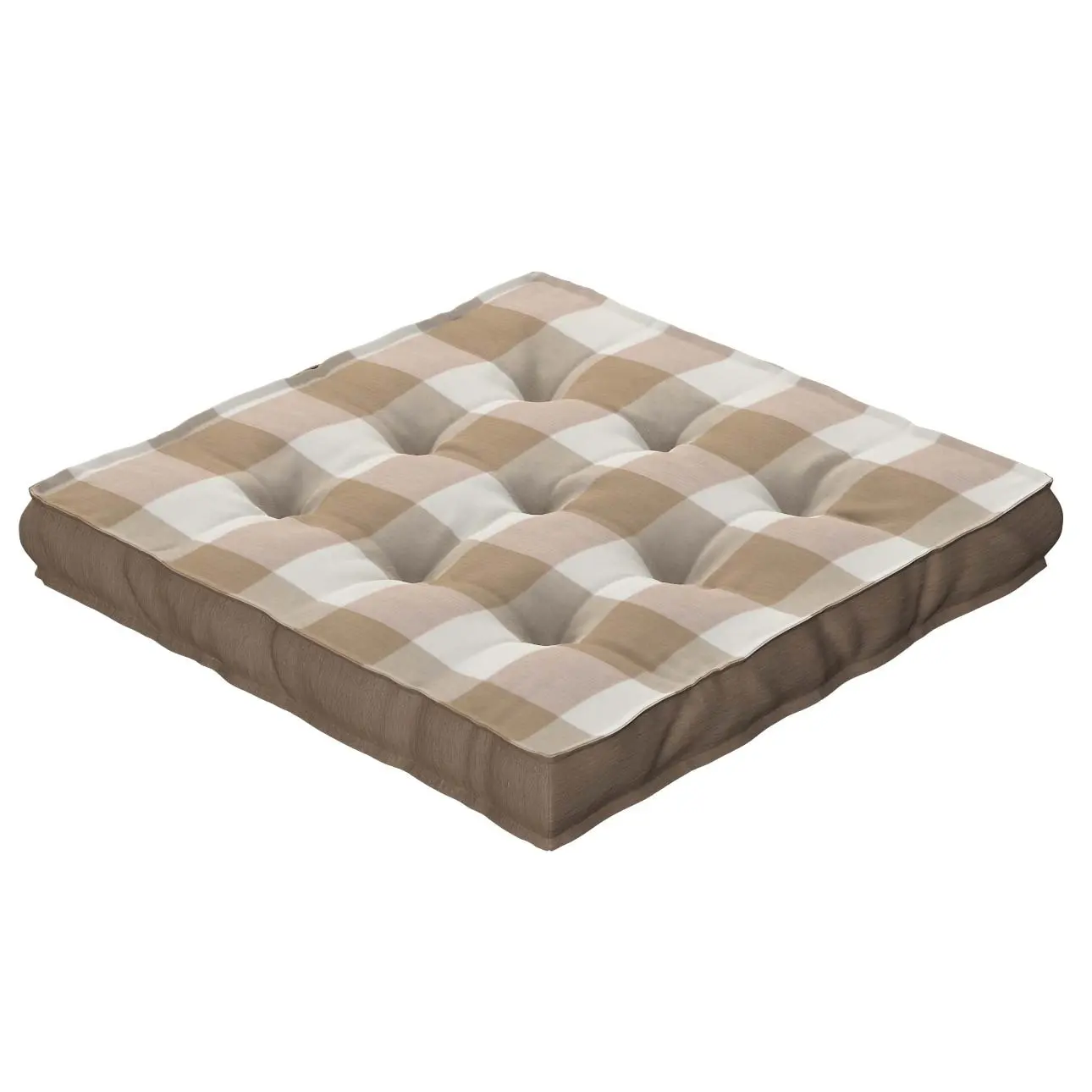 Dekoria Sedák Kuba s úchytem 40x40x6cm nebo 50x50x10cm, béžovo-hnědá kostka velká, 50 x 50 x 10 cm, Quadro, 136-08