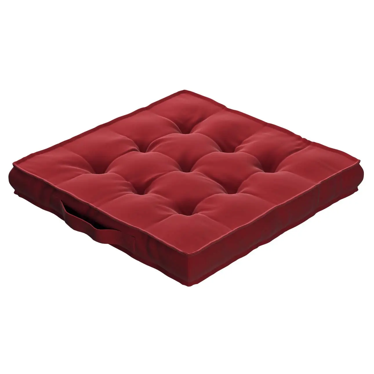 Dekoria Sedák Kuba s úchytem 40x40x6cm nebo 50x50x10cm, sytá červená, 50 x 50 x 10 cm, Velvet, 704-15