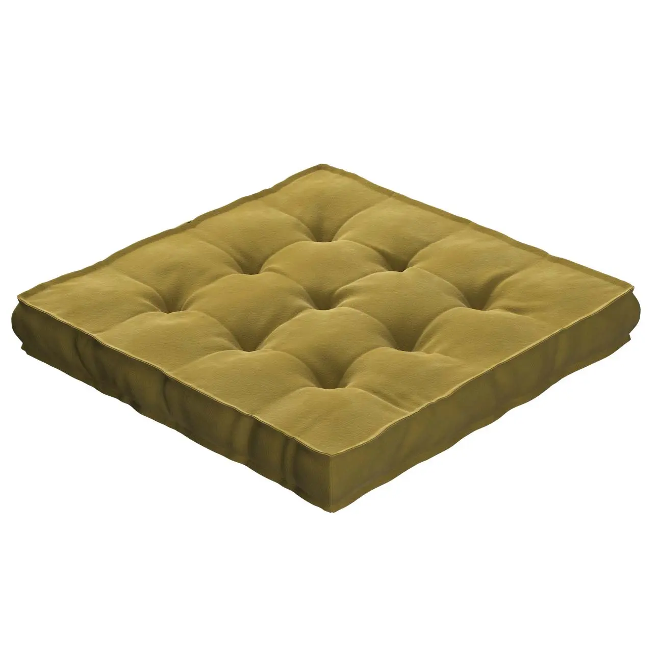 Dekoria Sedák Kuba s úchytem 40x40x6cm nebo 50x50x10cm, zlatá okrová, 40 x 40 x 6 cm, Velvet, 704-27