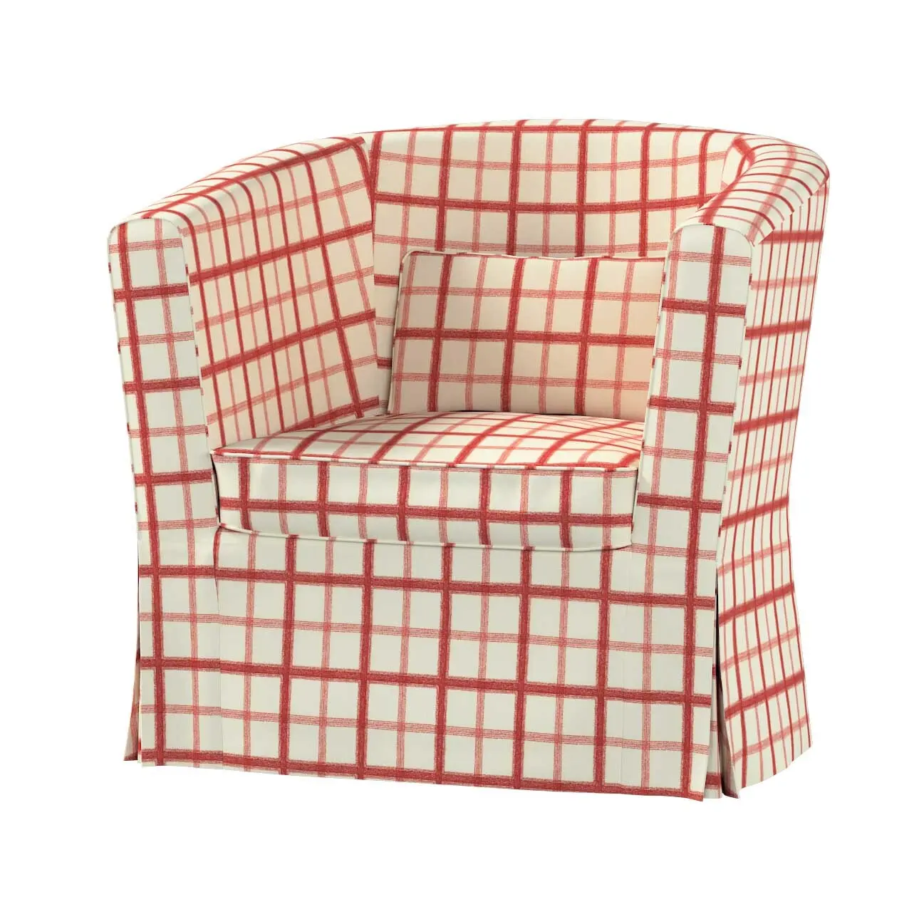 Dekoria Potah na křeslo IKEA Ektorp Tullsta, režný podklad,červená mřížka, křeslo Ektorp Tullsta, Avinon, 131-15