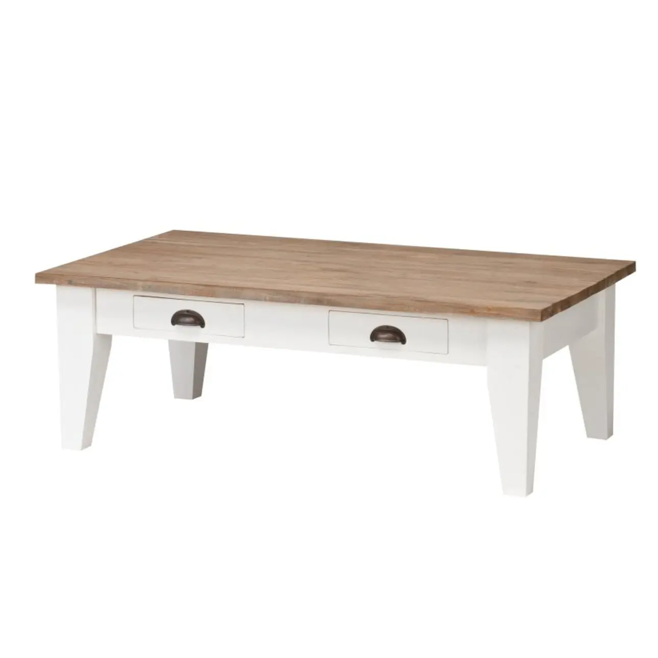 Dekoria Stolek - lavice Milton white&natural 130x75x45cm, 130 x 75 x 45 cm