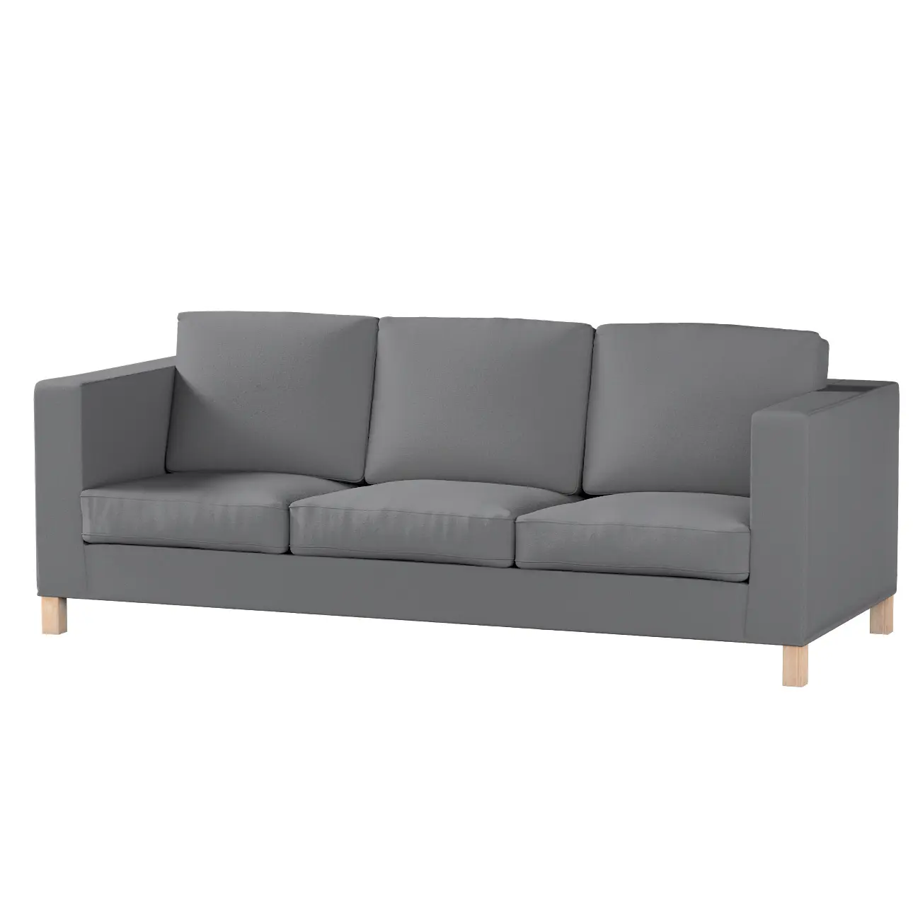 Dekoria Potah na pohovku IKEA  Karlanda 3-místná nerozkládací, krátký, tmavě šedá, pohovka Karlanda 3-místná, Boucle Teddy, 702-83