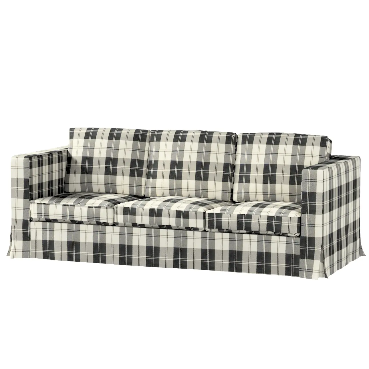 Dekoria Potah na pohovku IKEA  Karlanda 3-místná nerozkládací, dlouhý,  černo-bílá kostka, pohovka Karlanda 3-místná, Edinburgh, 115-74