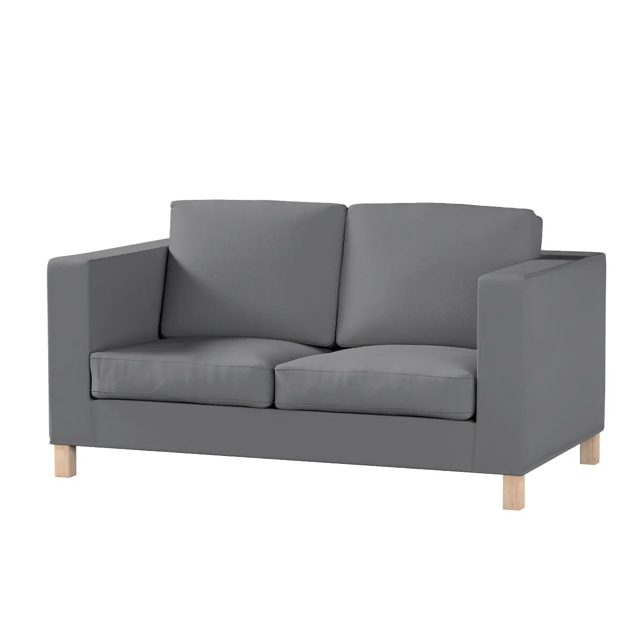 Dekoria Potah na pohovku IKEA  Karlanda 2-místná, krátký, tmavě šedá, pohovka Karlanda 2-místná, Boucle Teddy, 702-83