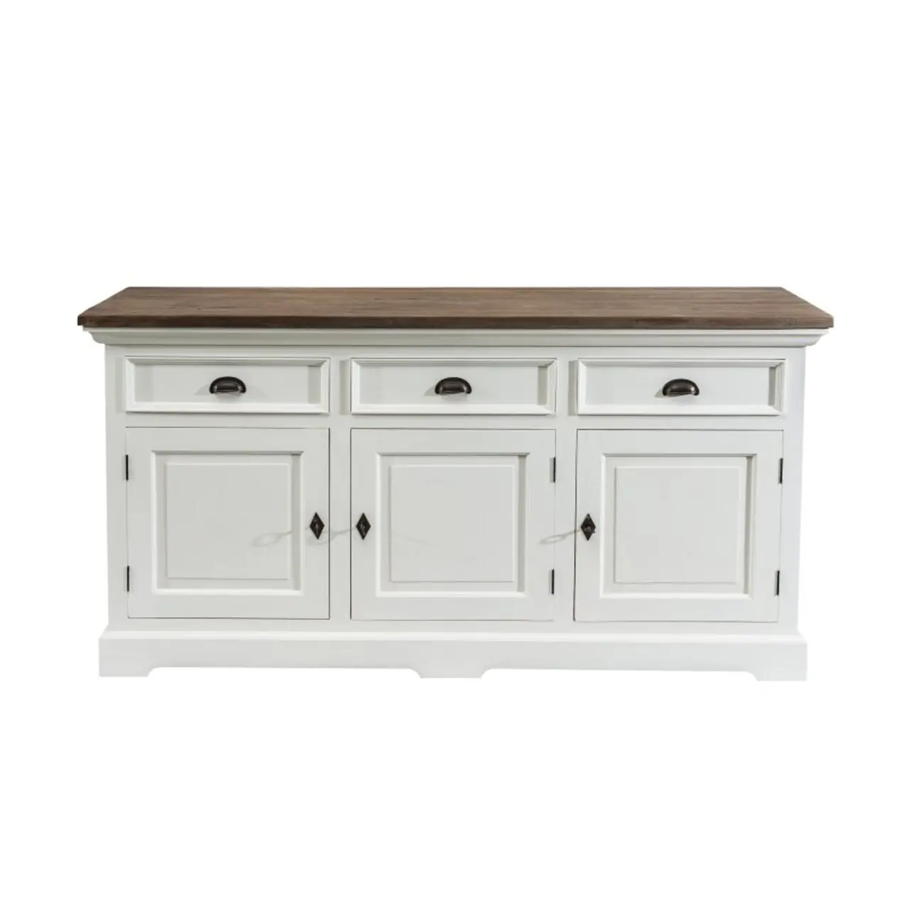 Dekoria Komoda Brighton 180x55x95cm white&natural grey, 180 x 55 x 95 cm