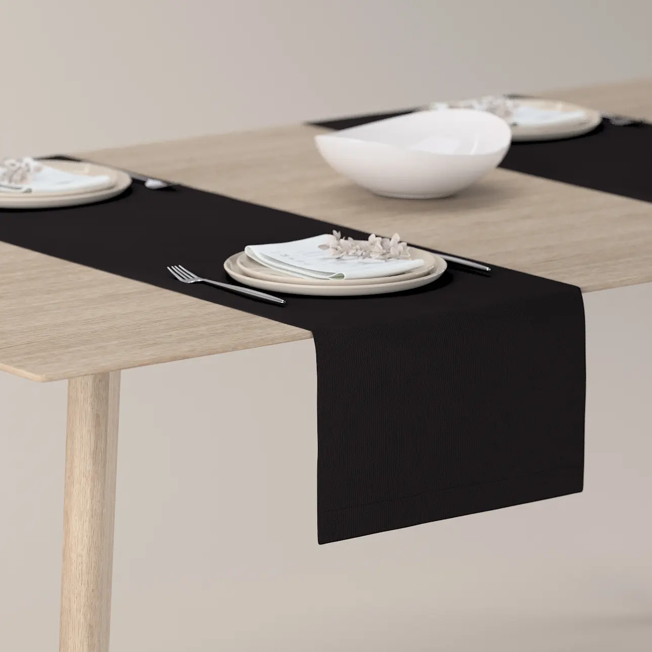 Dekoria Stolní běhoun, Black - černá, 40 x 130 cm, Cotton Panama, 702-50