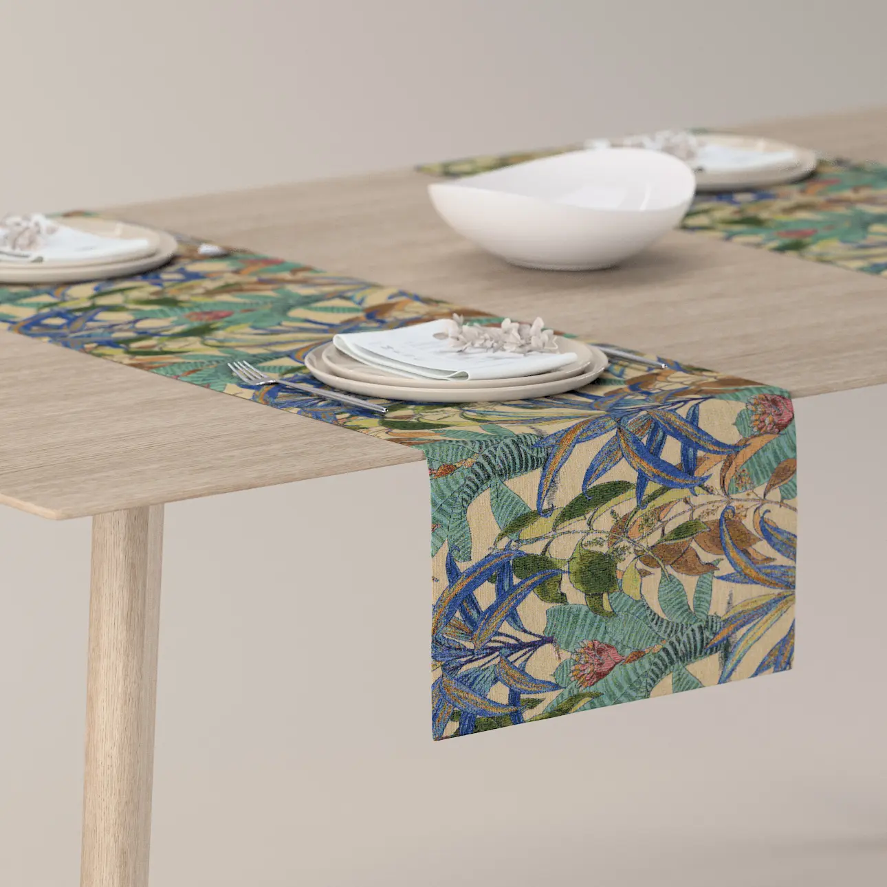 Dekoria Stolní běhoun, zelenomodrá, 40 x 130 cm, Intenso Premium, 144-29