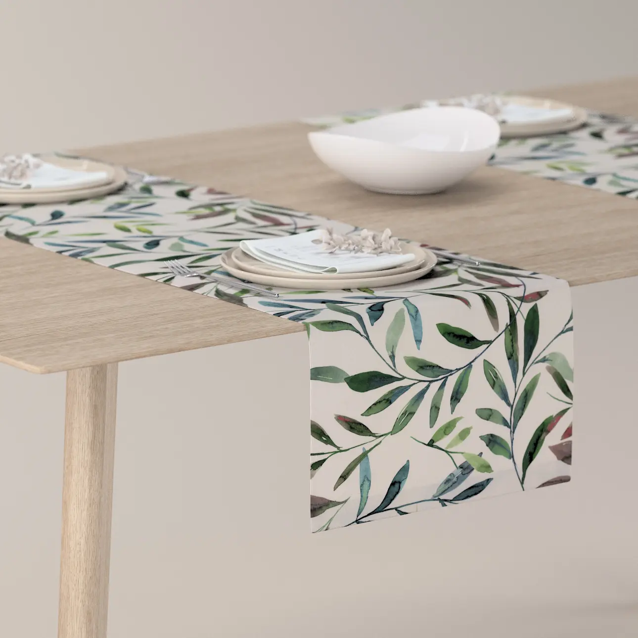 Dekoria Stolní běhoun, zelená a bílá, 40 x 130 cm, Gardenia, 144-22