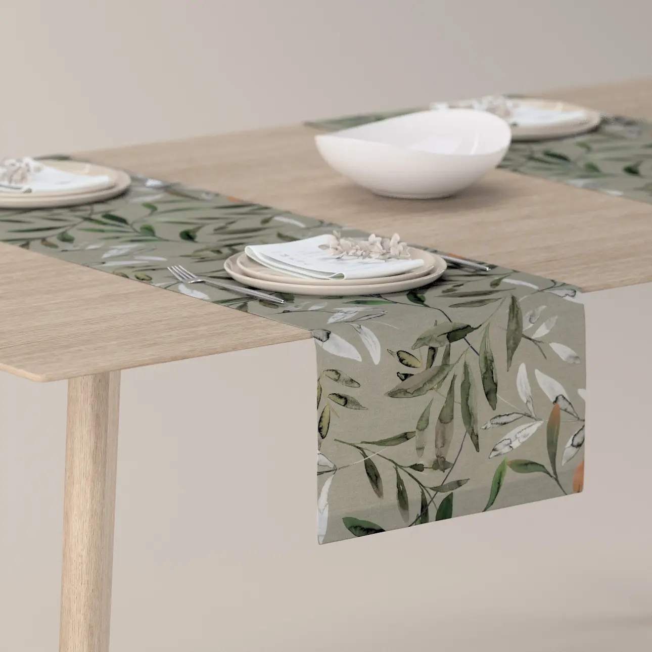 Dekoria Stolní běhoun, zeleno-šedá, 40 x 130 cm, Gardenia, 144-23