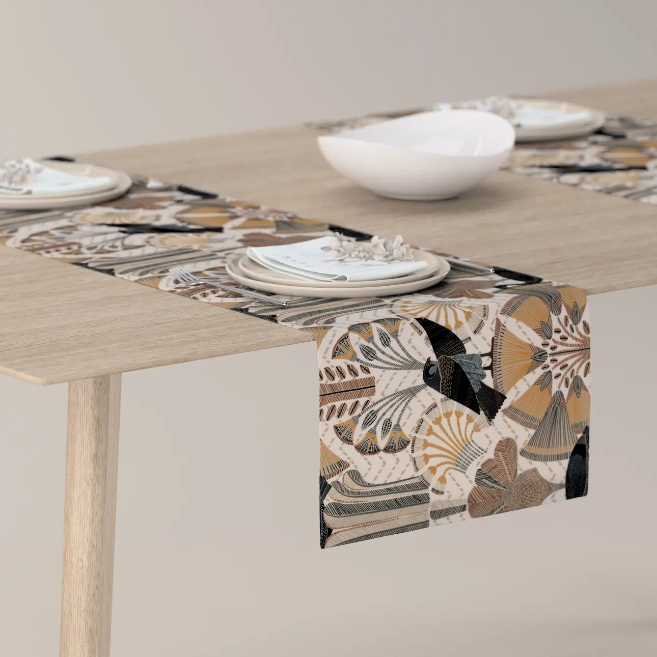 Dekoria Stolní běhoun, béžovo-hnědá, 40 x 130 cm, Gardenia, 144-25