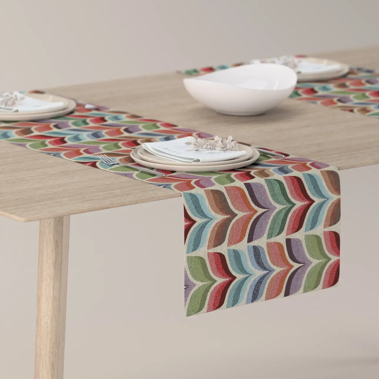 Dekoria Stolní běhoun, růžová a modrá, 40 x 130 cm, Intenso Premium, 144-16