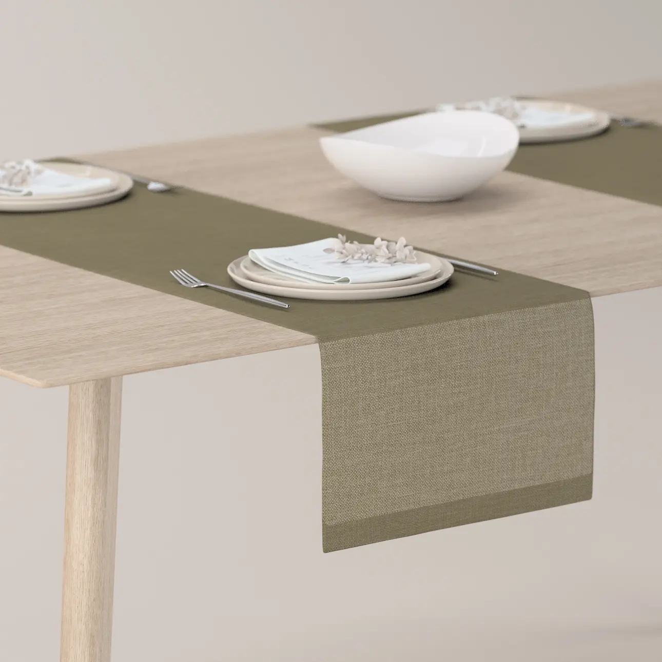 Dekoria Stolní běhoun, khaki, 40 x 130 cm, Sensuale Premium, 144-41