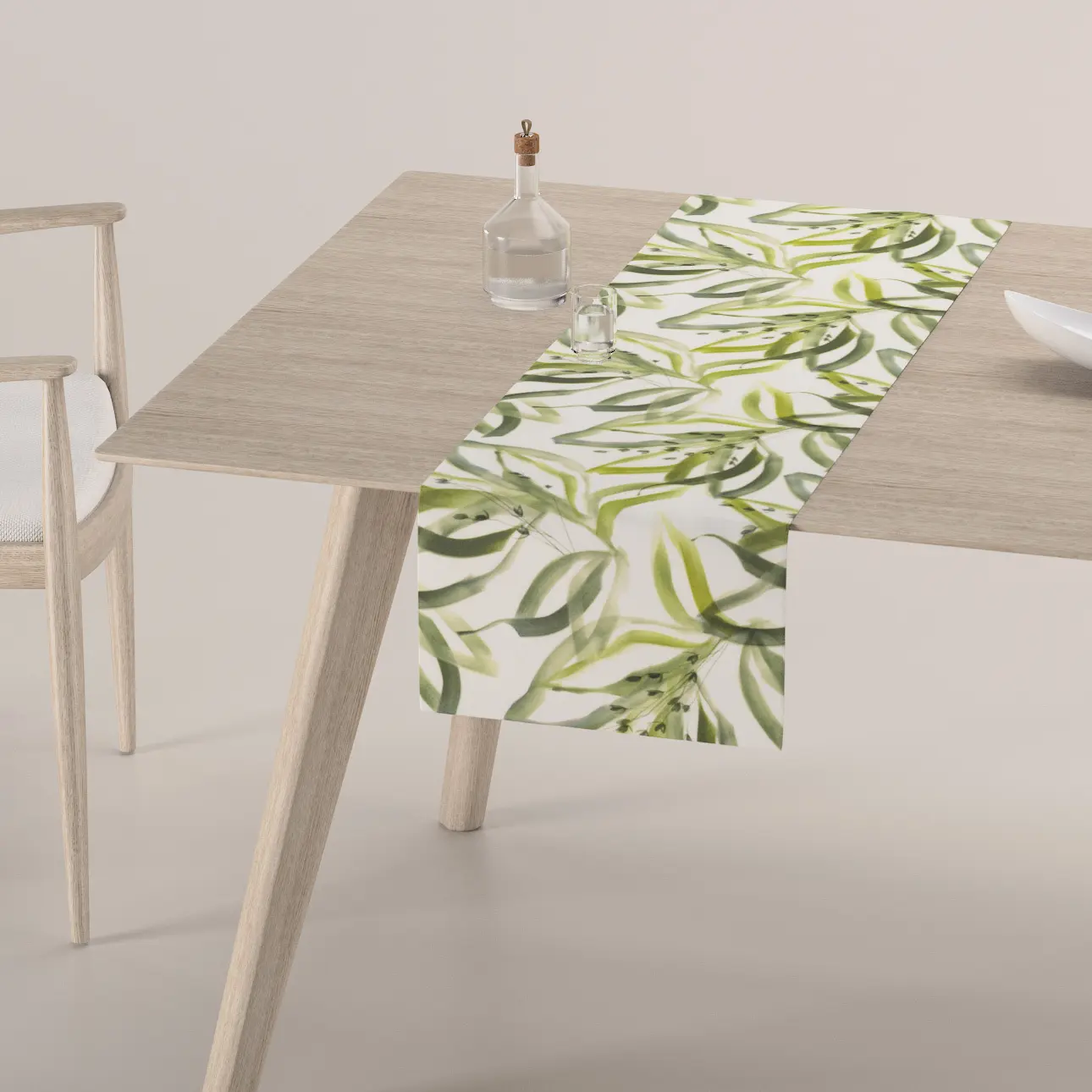Dekoria Stolní běhoun, bílá a zelená, 40 x 130 cm, Gardenia, 144-89