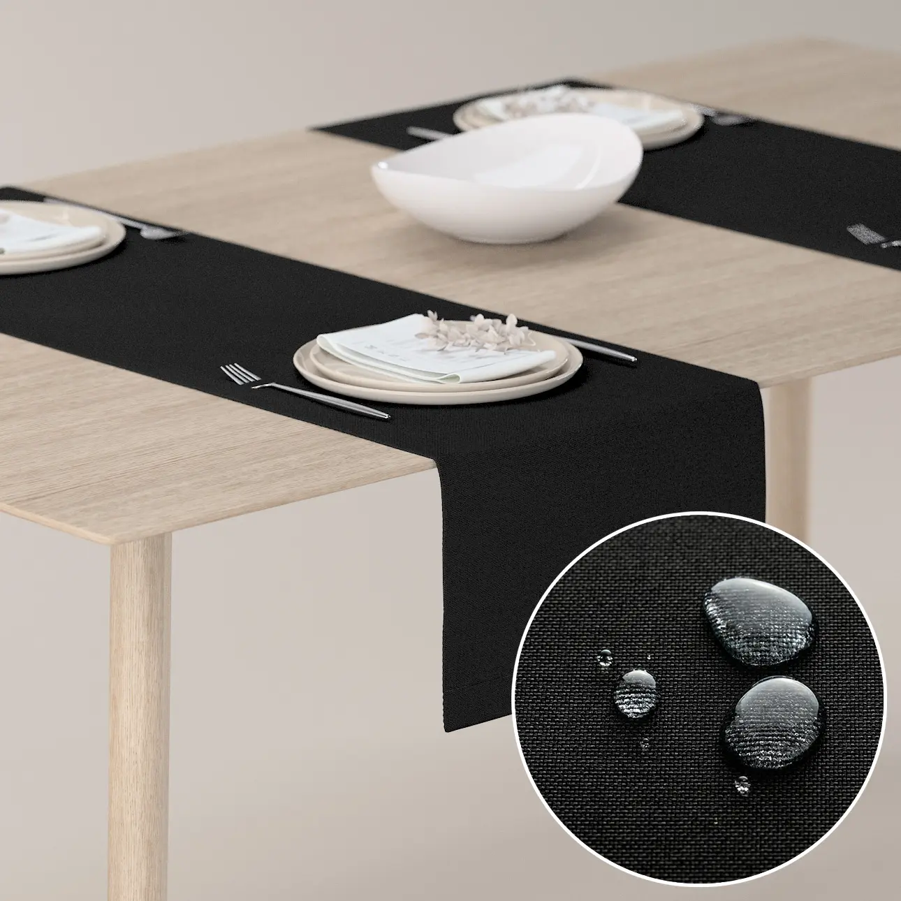 Dekoria Stolní běhoun, černá, 40 x 130 cm, Spotless Dining, 135-26