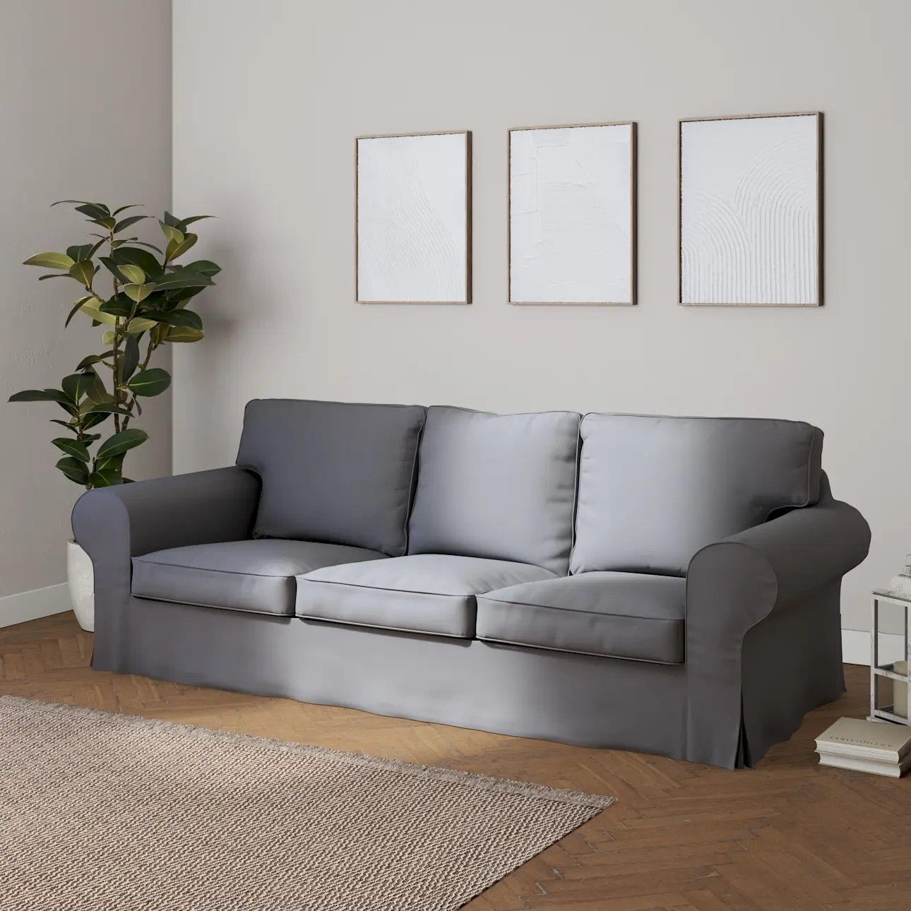 Dekoria Potah na pohovku IKEA  Ektorp 3-místná, nerozkládací, šedá, pohovka Ektorp 3-místná, nerozkládací, Cotton Panama, 702-46