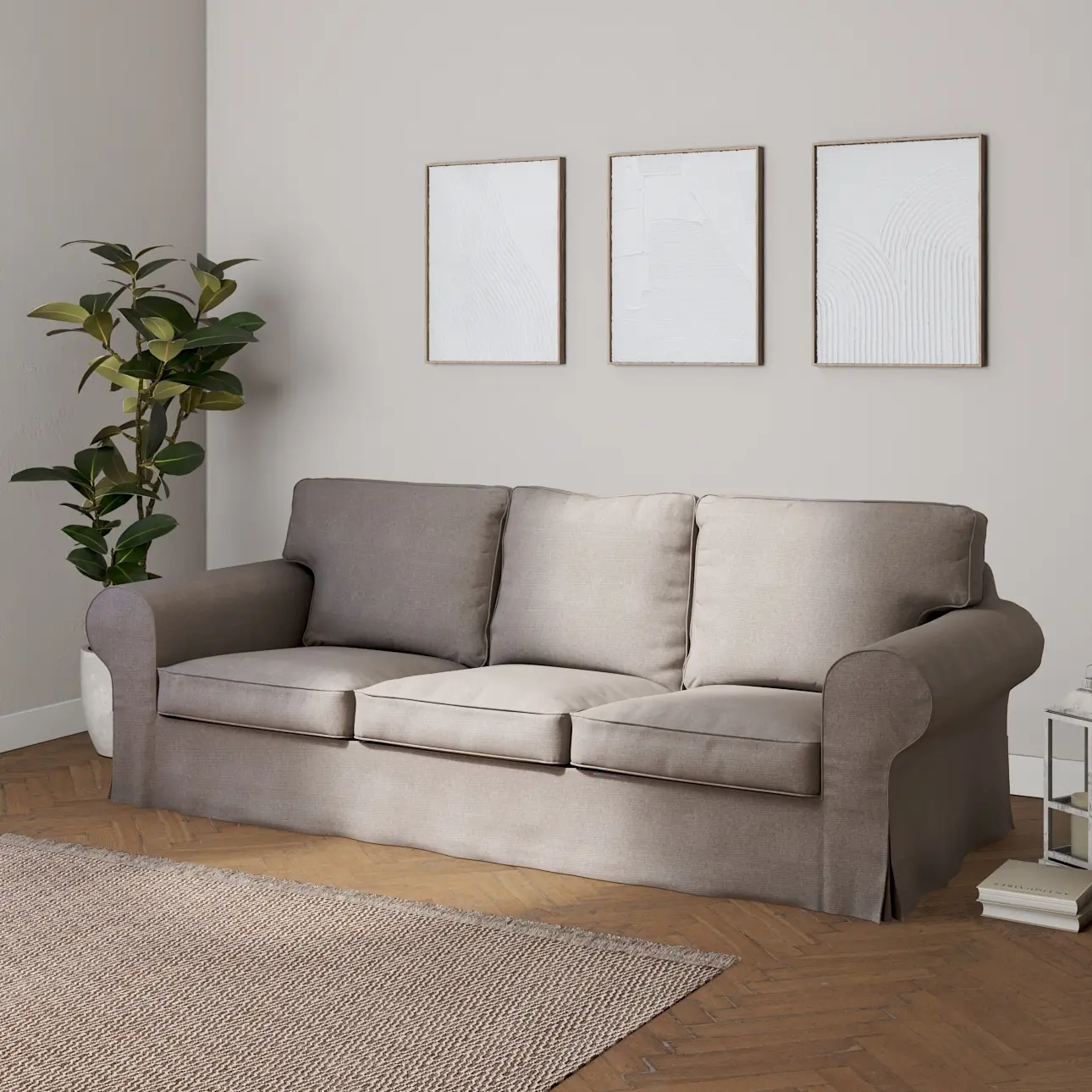 Dekoria Potah na pohovku IKEA  Ektorp 3-místná, nerozkládací, šedo-béžová, pohovka Ektorp 3-místná, nerozkládací, Etna, 705-09