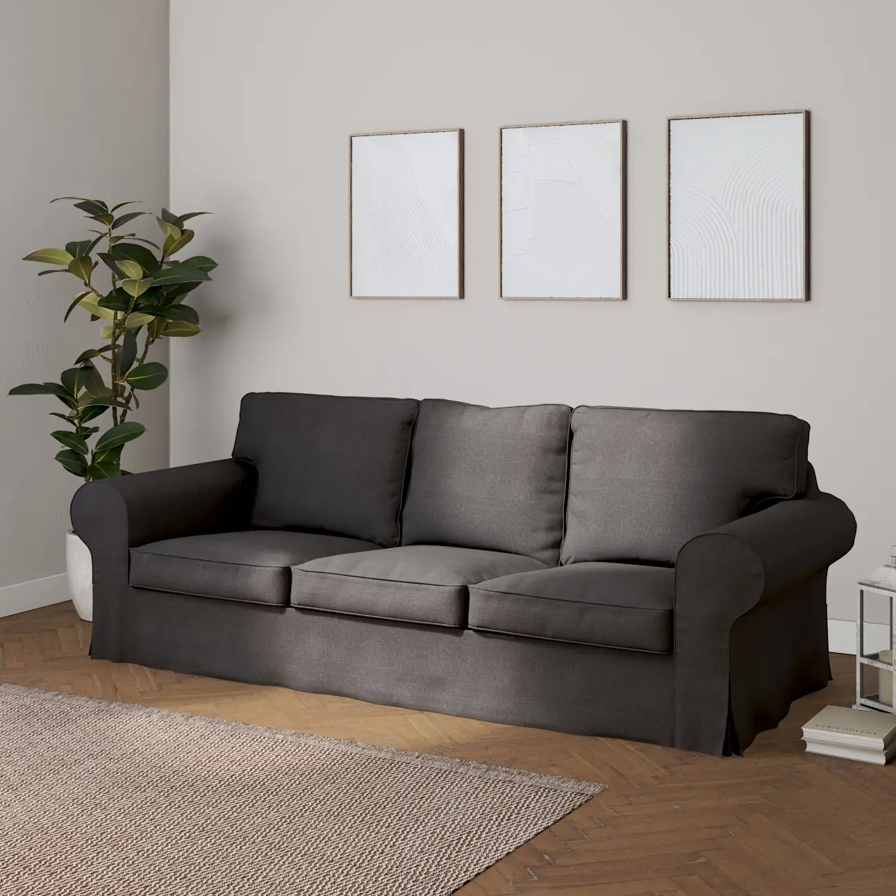 Dekoria Potah na pohovku IKEA  Ektorp 3-místná, nerozkládací, grafitová, pohovka Ektorp 3-místná, nerozkládací, Etna, 705-35