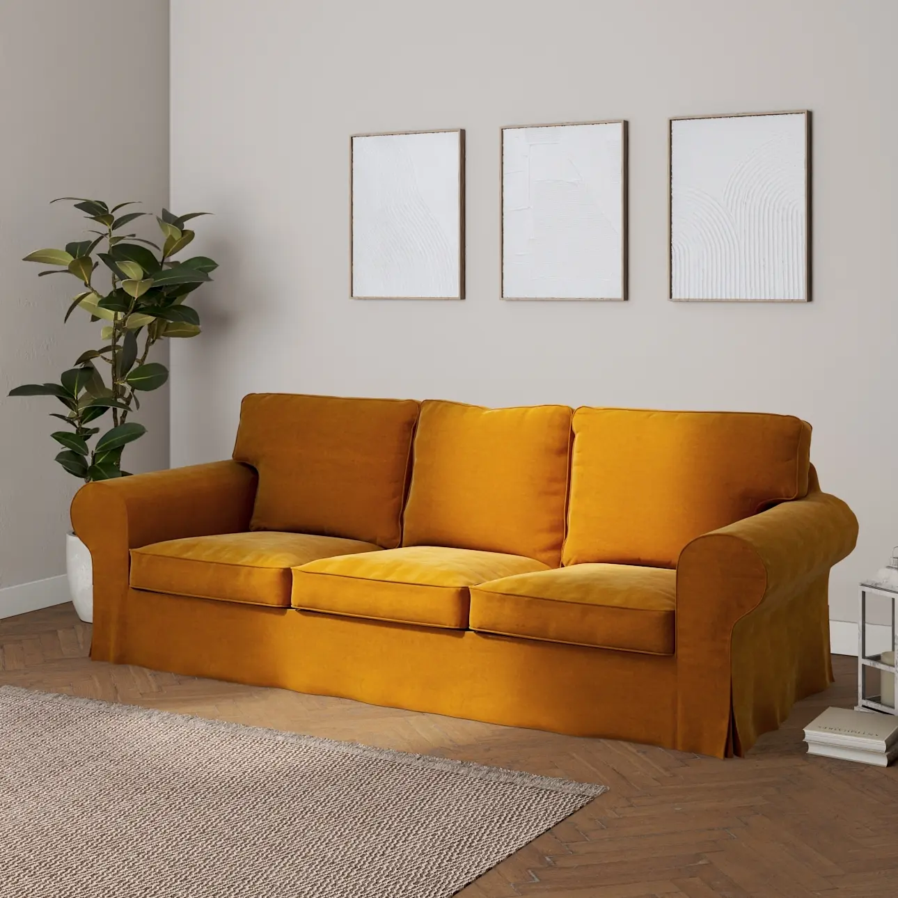 Dekoria Potah na pohovku IKEA  Ektorp 3-místná, nerozkládací, medová, pohovka Ektorp 3-místná, nerozkládací, Velvet, 704-23
