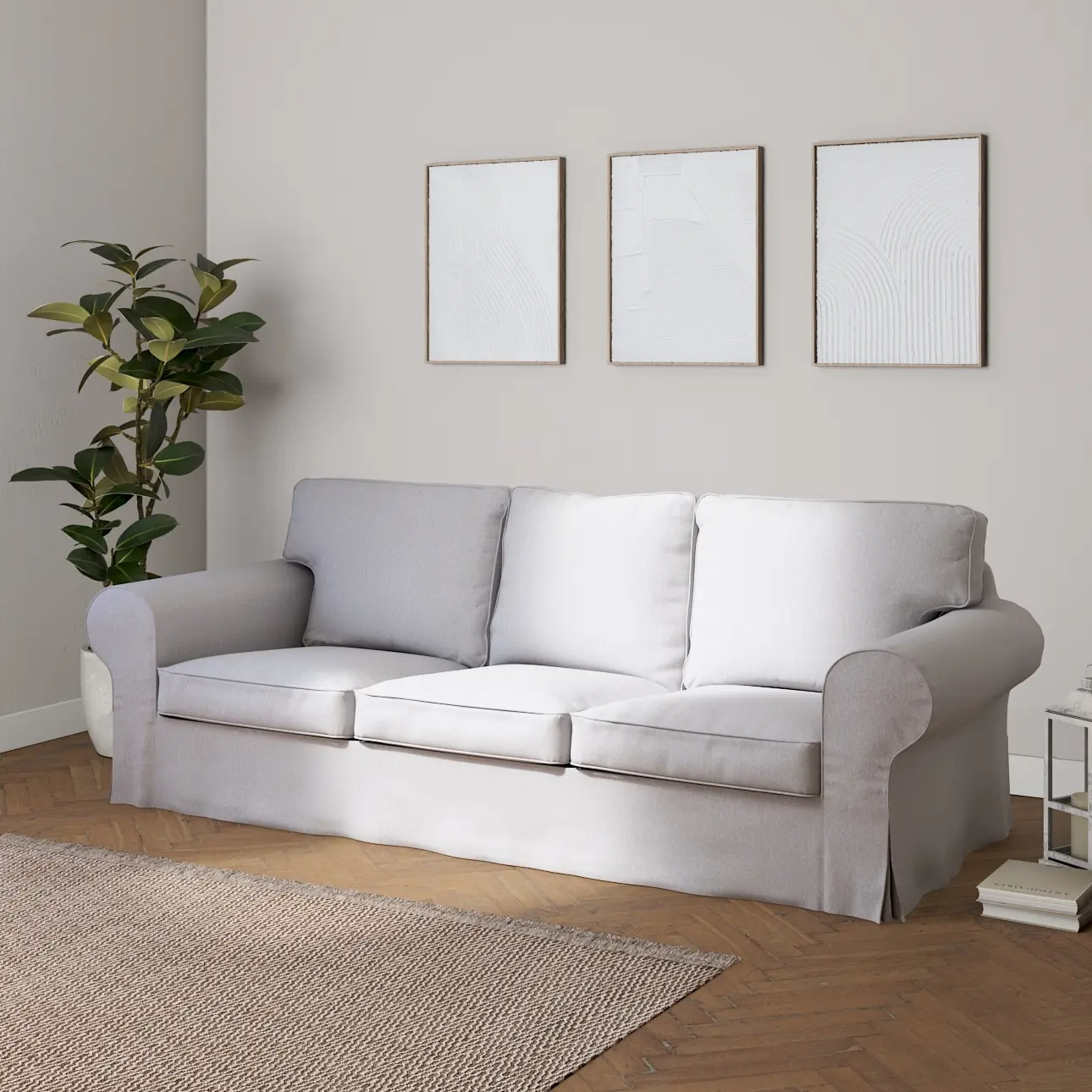 Dekoria Potah na pohovku IKEA  Ektorp 3-místná, nerozkládací, světle šedý melanž, pohovka Ektorp 3-místná, nerozkládací, Amsterdam, 704-45