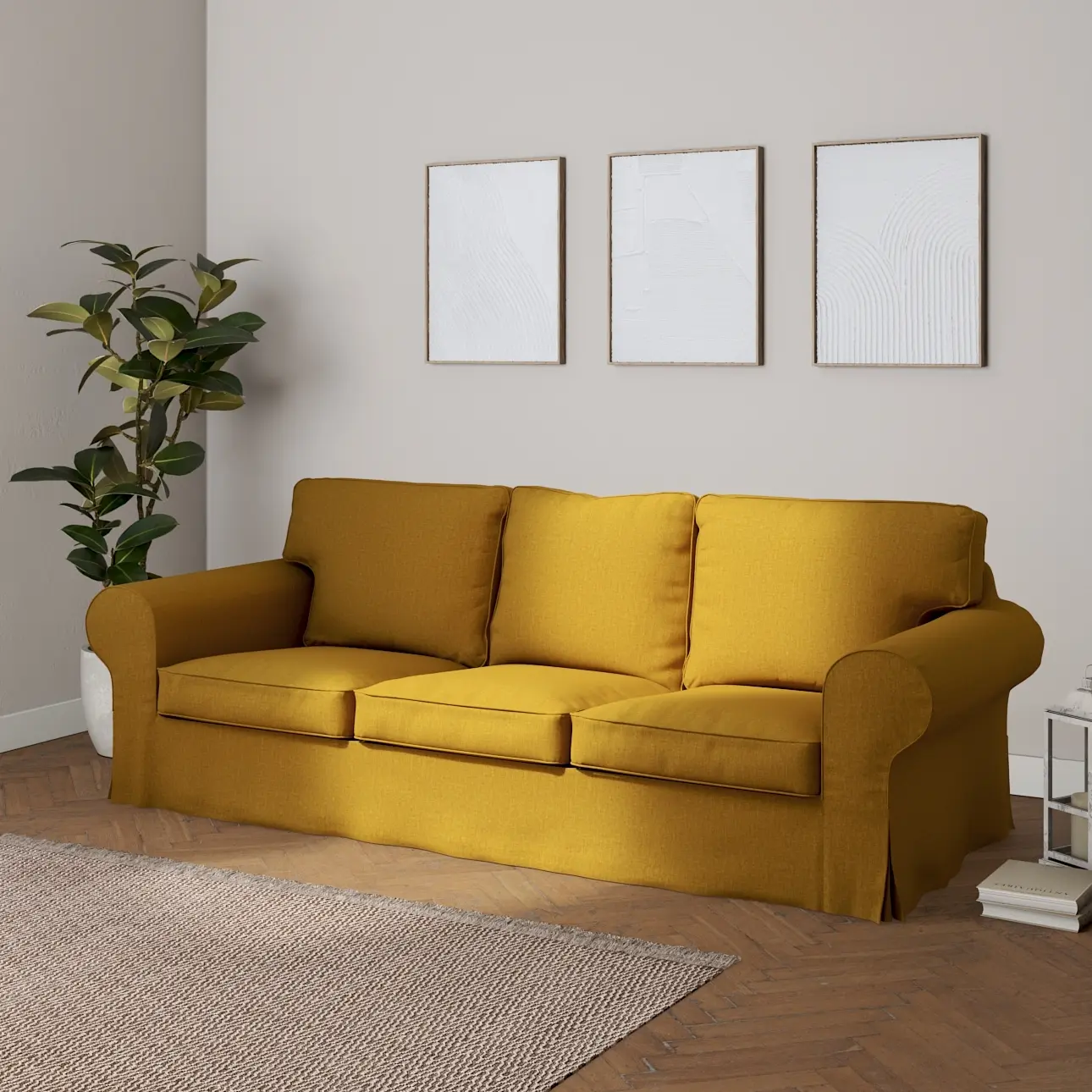 Dekoria Potah na pohovku IKEA  Ektorp 3-místná, nerozkládací, medový šenil, pohovka Ektorp 3-místná, nerozkládací, City, 704-82
