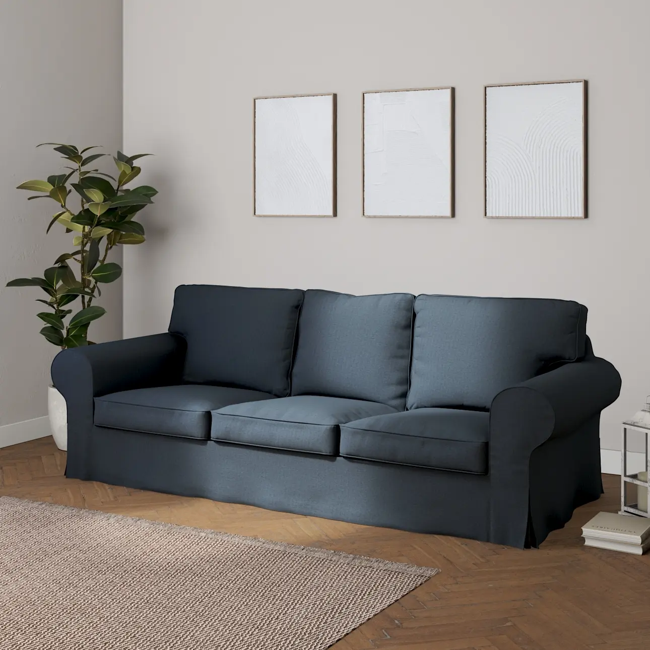 Dekoria Potah na pohovku IKEA  Ektorp 3-místná, nerozkládací, šedo-modrá, pohovka Ektorp 3-místná, nerozkládací, Etna, 705-30