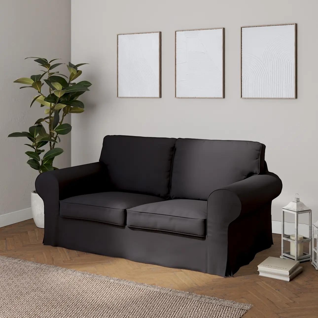 Dekoria Potah na pohovku IKEA  Ektorp 2-místná, nerozkládací, grafitová, pohovka Ektorp 2-místná, Cotton Panama, 702-08