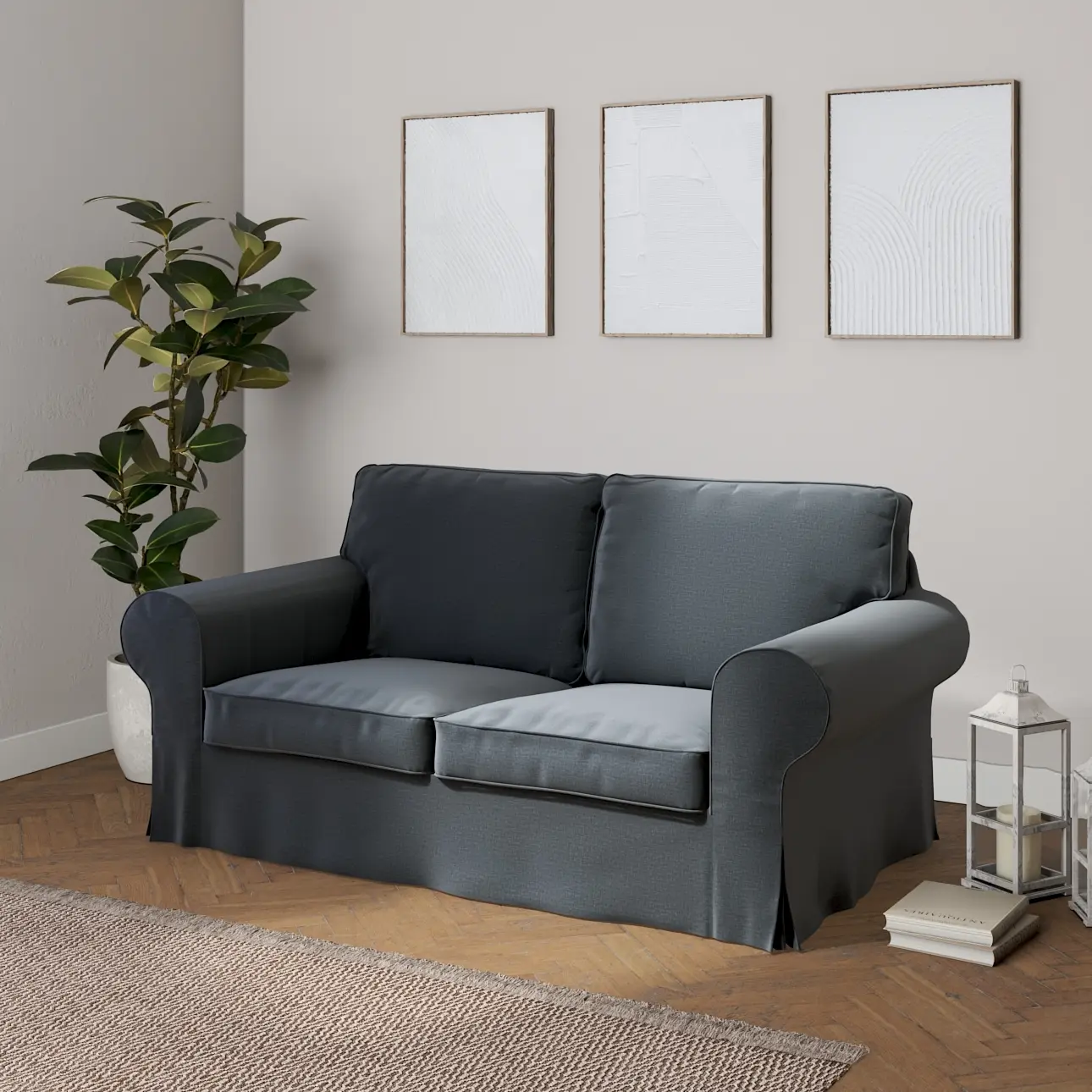 Dekoria Potah na pohovku IKEA  Ektorp 2-místná, nerozkládací, grafitová, pohovka Ektorp 2-místná, Ingrid, 705-43