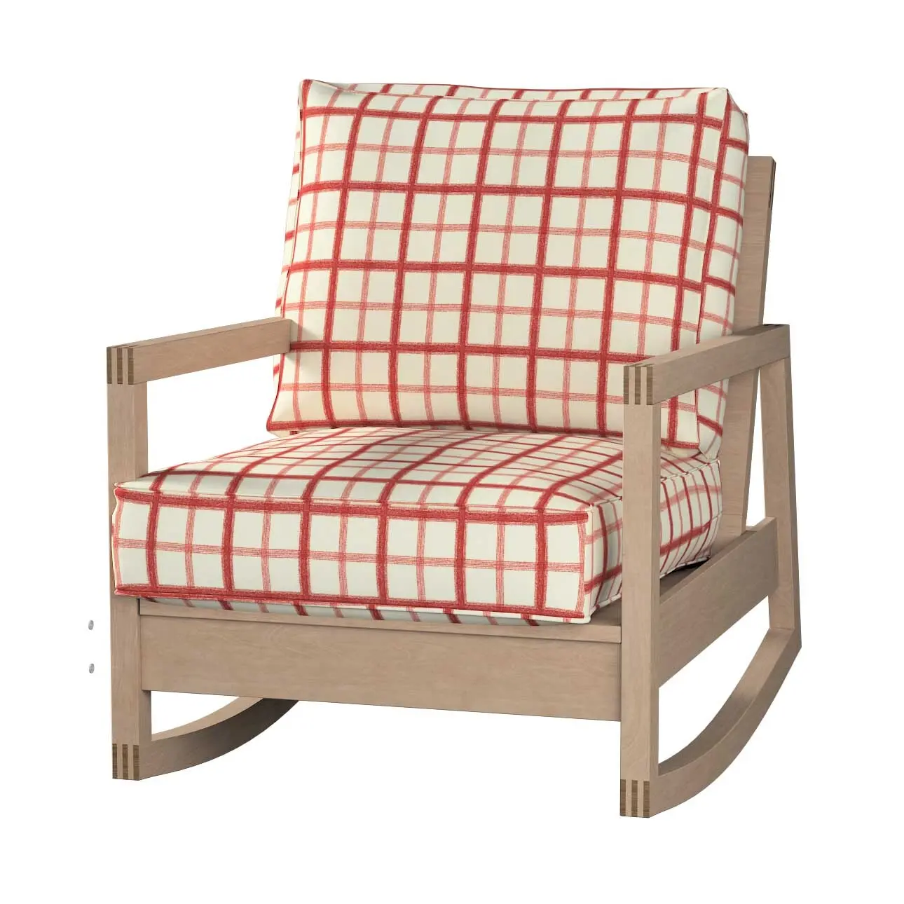 Dekoria Potah na křeslo IKEA Lillberg, režný podklad,červená mřížka, kØeslo Lillberg, Avinon, 131-15
