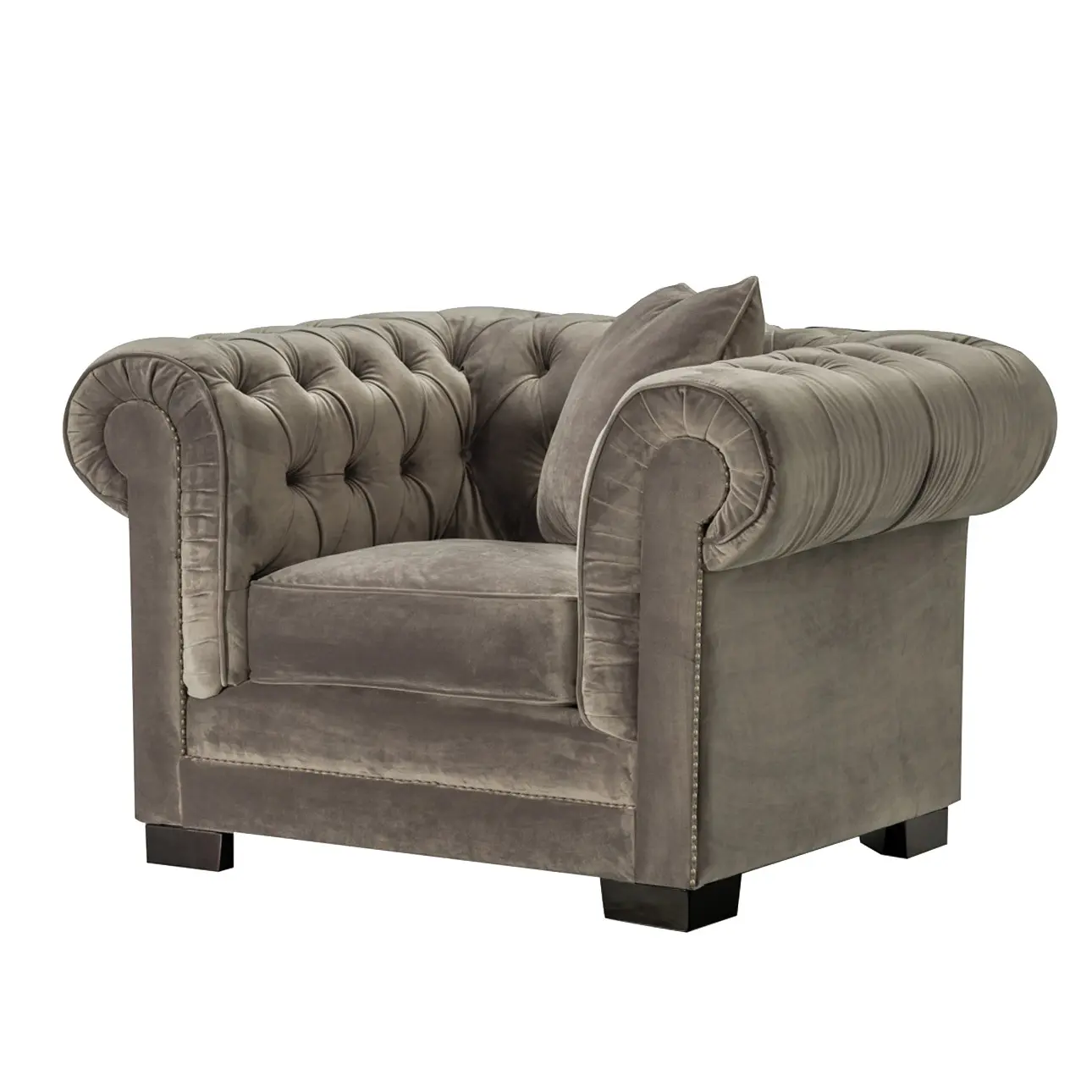 Dekoria Křeslo Chesterfield Classic Velvet Dark Grey 118x96x77cm, 118 x 96 x 77 cm