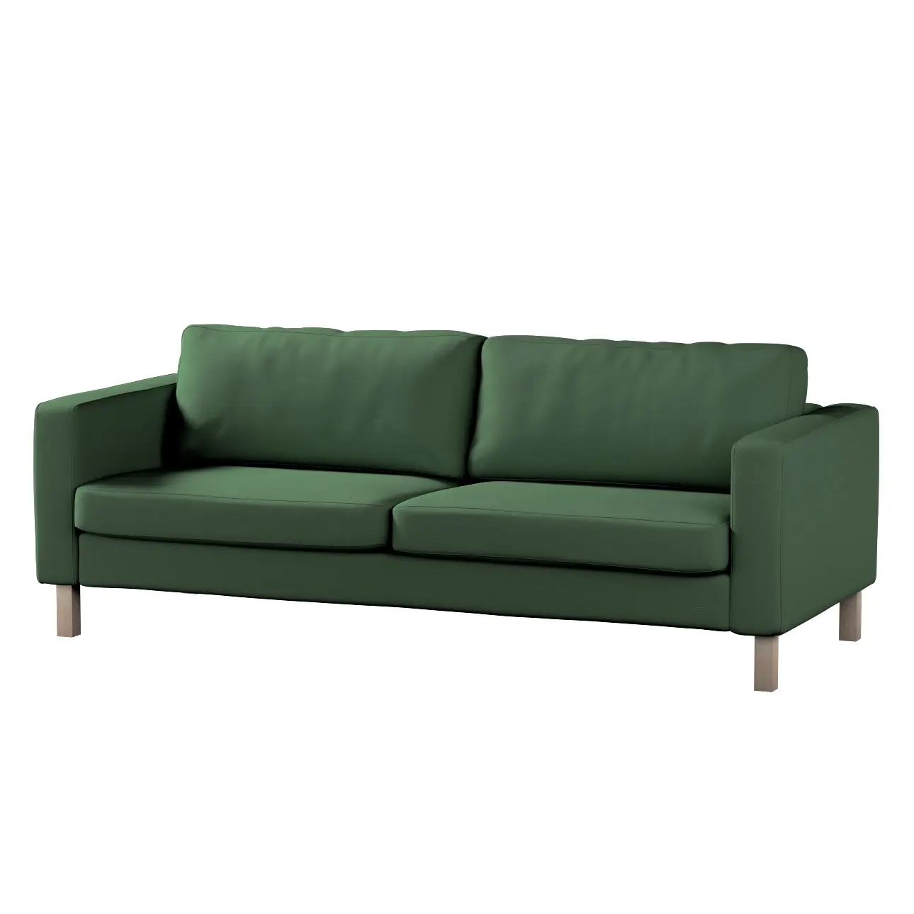 Dekoria Potah na pohovku IKEA  Karlstad 3-místná, nerozkládací, krátký, Forest Green - zelená, pohovka Karlstad 3-místná, Cotton Panama, 702-51
