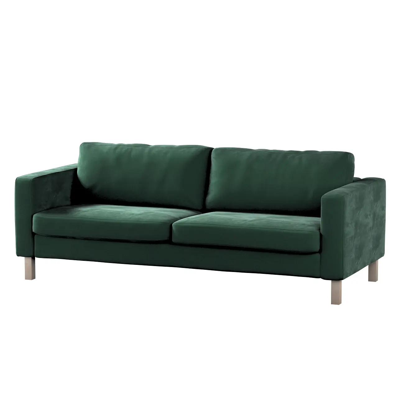 Dekoria Potah na pohovku IKEA  Karlstad 3-místná, nerozkládací, krátký, tmavá lesní zeleň, pohovka Karlstad 3-místná, Velvet, 704-25