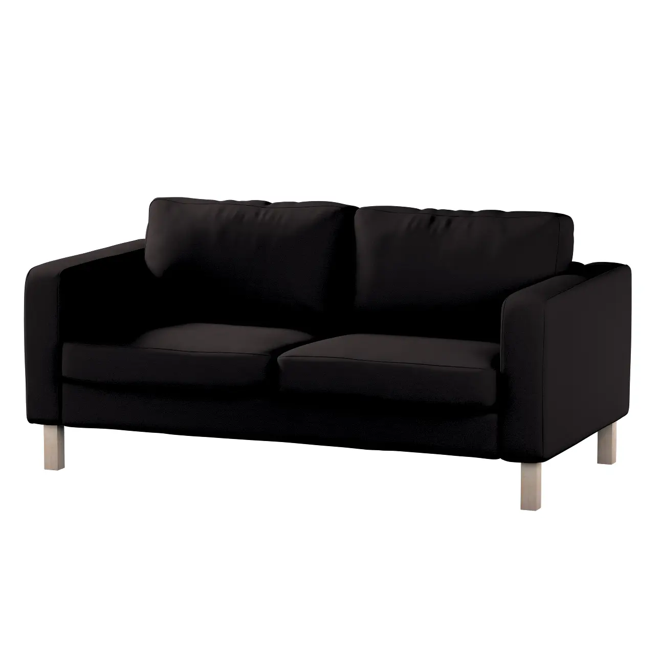 Dekoria Potah na pohovku IKEA  Karlstad 2-místná, nerozkládací, krátký, Black - černá, pohovka Karlstad 2-místná, Cotton Panama, 702-50