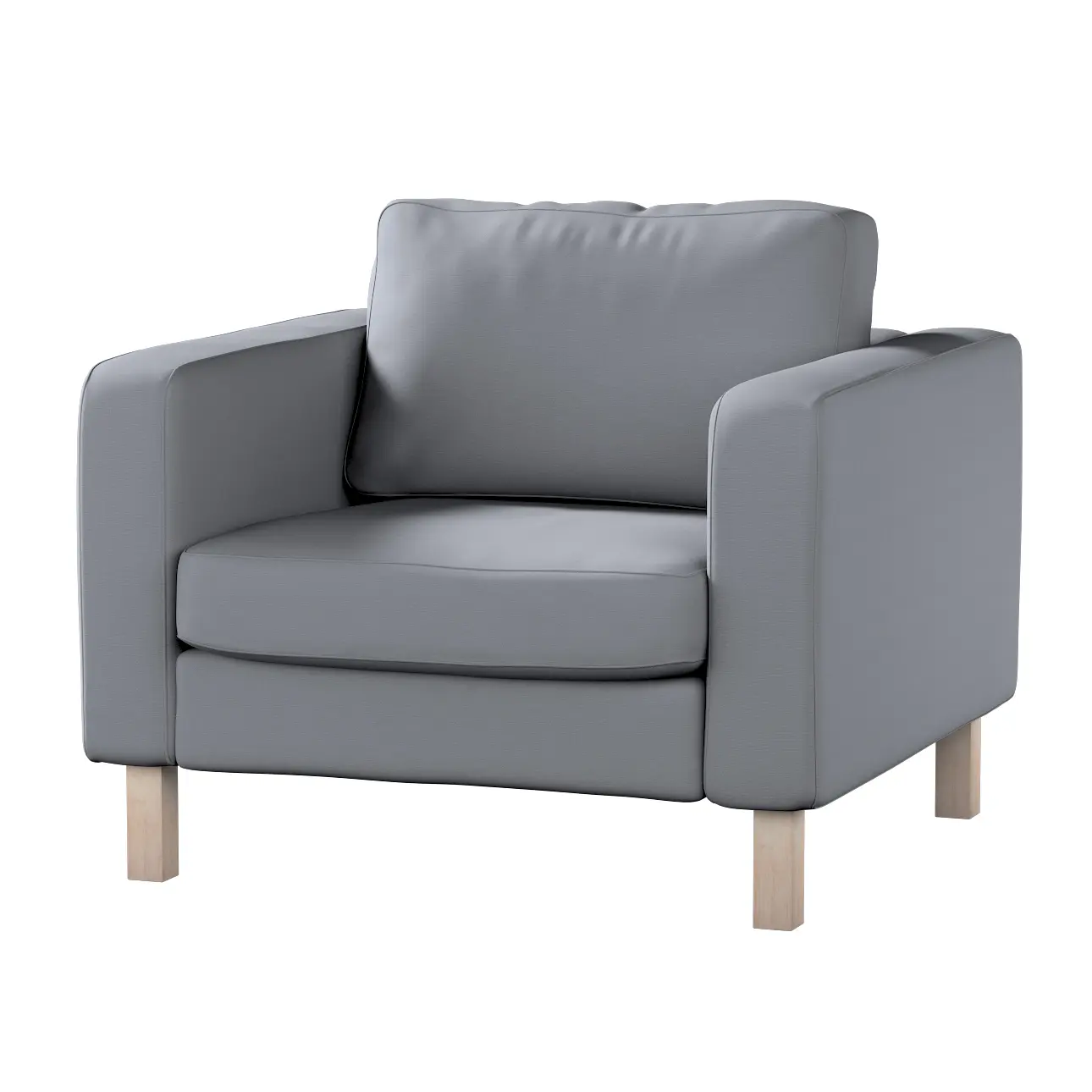 Dekoria Potah na křeslo IKEA Karlstad, krátký, šedá, potah na křeslo Karlstad krátký, Cotton Panama, 702-46