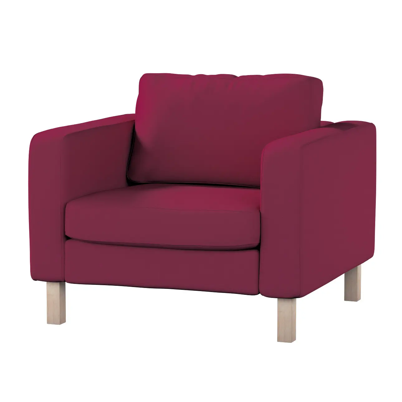 Dekoria Potah na křeslo IKEA Karlstad, krátký, švestková, potah na křeslo Karlstad krátký, Cotton Panama, 702-32