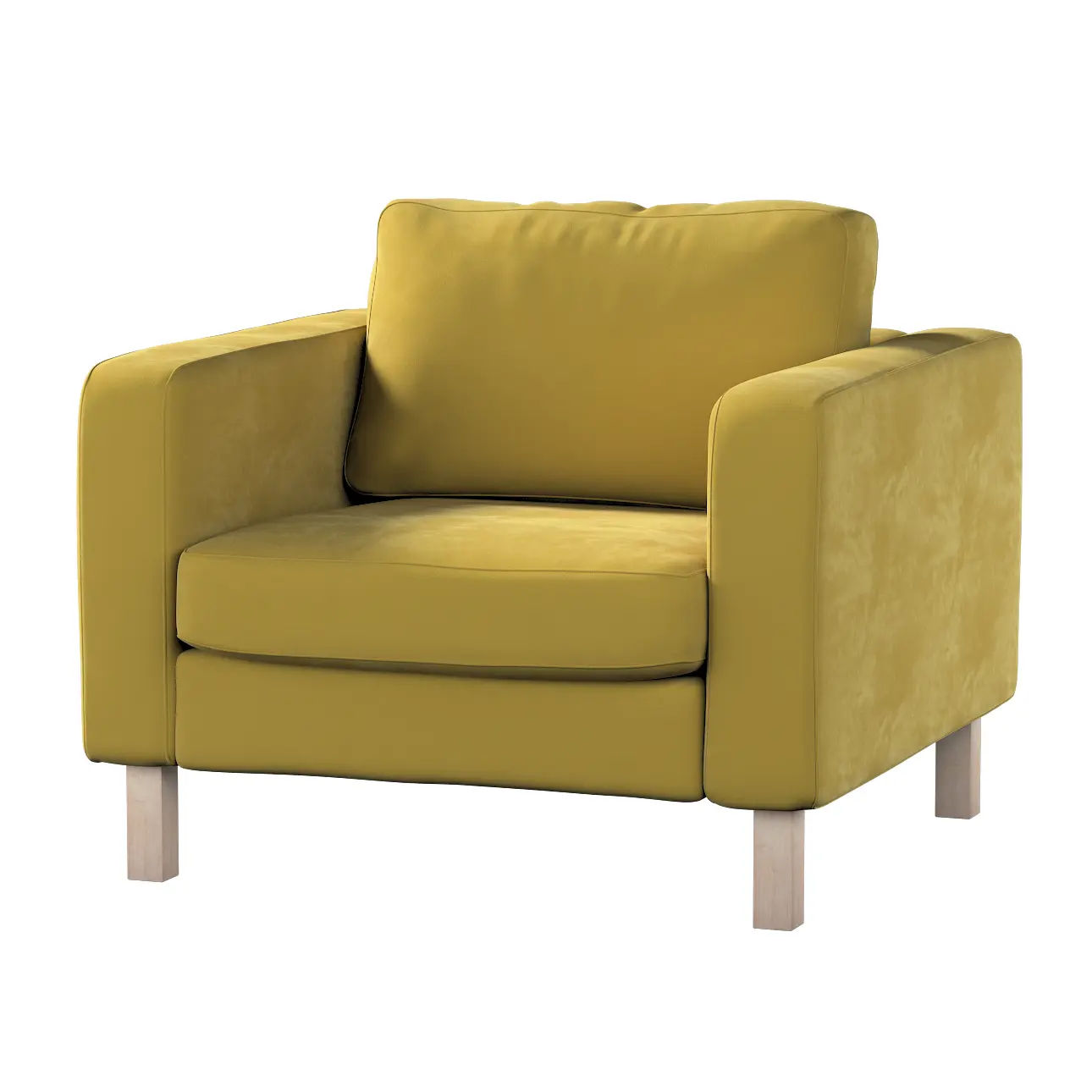 Dekoria Potah na křeslo IKEA Karlstad, krátký, zlatá okrová, potah na křeslo Karlstad krátký, Velvet, 704-27