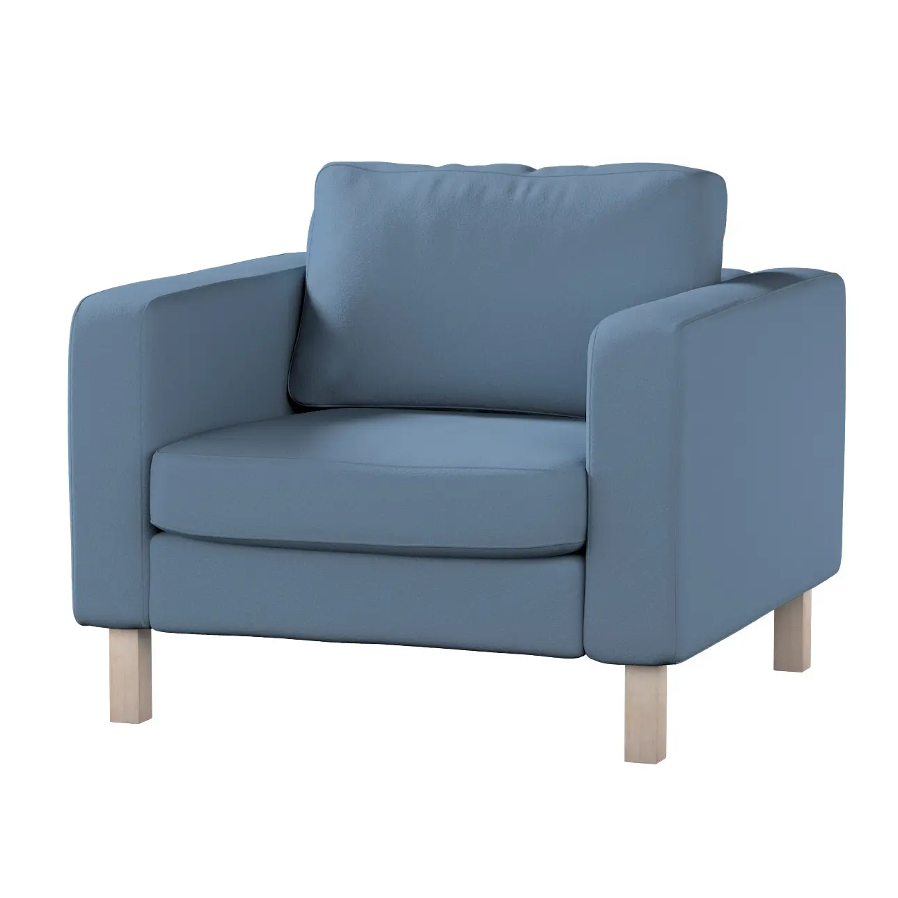 Dekoria Potah na křeslo IKEA Karlstad, krátký, modrá, potah na křeslo Karlstad krátký, Boucle Teddy, 702-86
