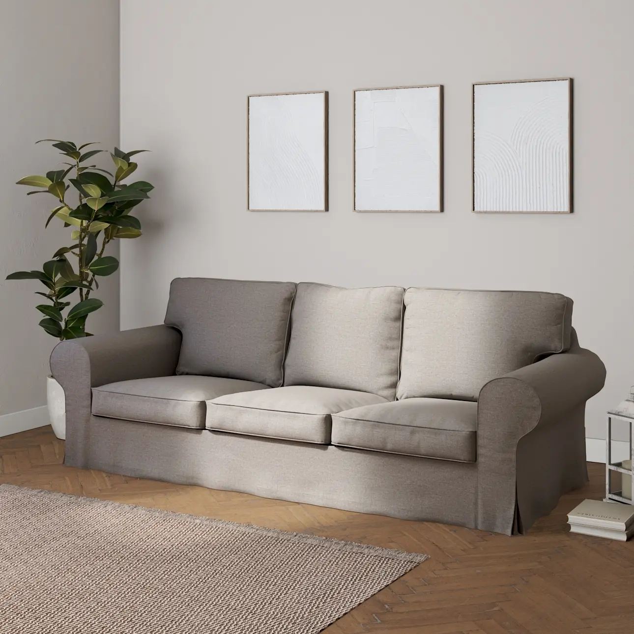 Dekoria Potah na pohovku IKEA  Ektorp 3-místná, rozkládací STARÝ MODEL PIXBO, antracitová , pohovka Ektorp 3-místná rozkládací, Edinburgh, 115-77