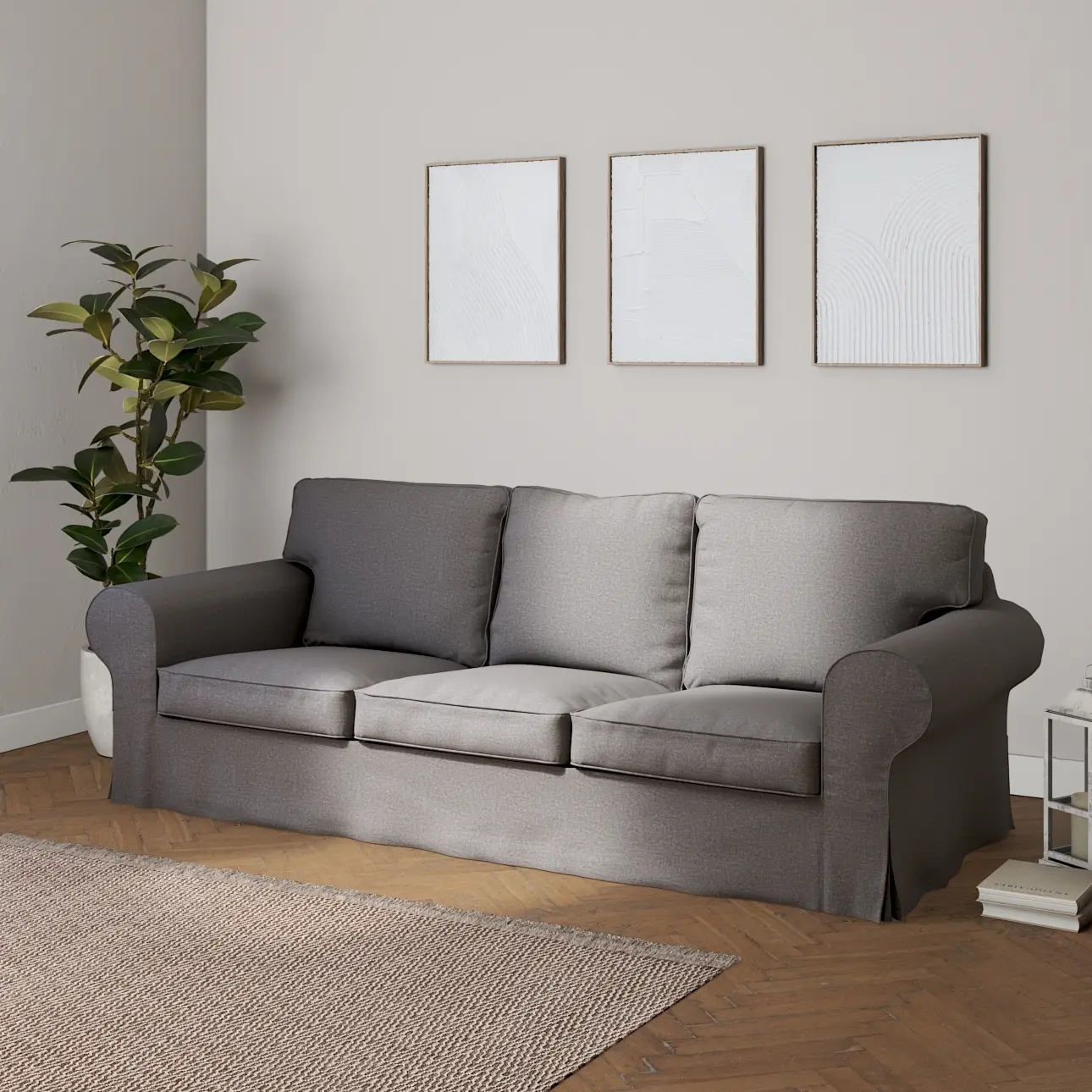 Dekoria Potah na pohovku IKEA  Ektorp 3-místná, rozkládací STARÝ MODEL PIXBO, šedá, pohovka Ektorp 3-místná rozkládací, Edinburgh, 115-81