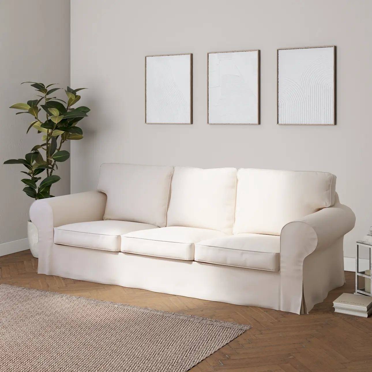 Dekoria Potah na pohovku IKEA  Ektorp 3-místná, rozkládací STARÝ MODEL PIXBO, světle béžová, pohovka Ektorp 3-místná rozkládací, Etna, 705-01