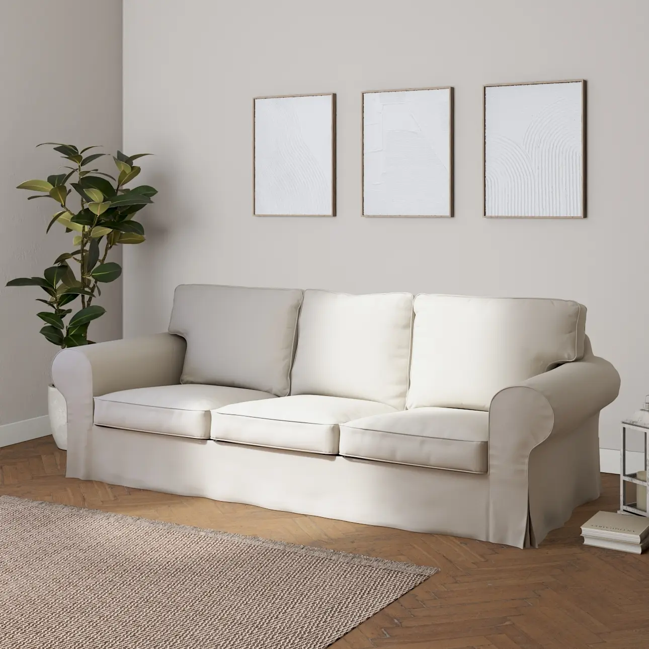 Dekoria Potah na pohovku IKEA  Ektorp 3-místná, rozkládací STARÝ MODEL PIXBO, stříbrošedá, pohovka Ektorp 3-místná rozkládací, Cotton Panama, 702-45
