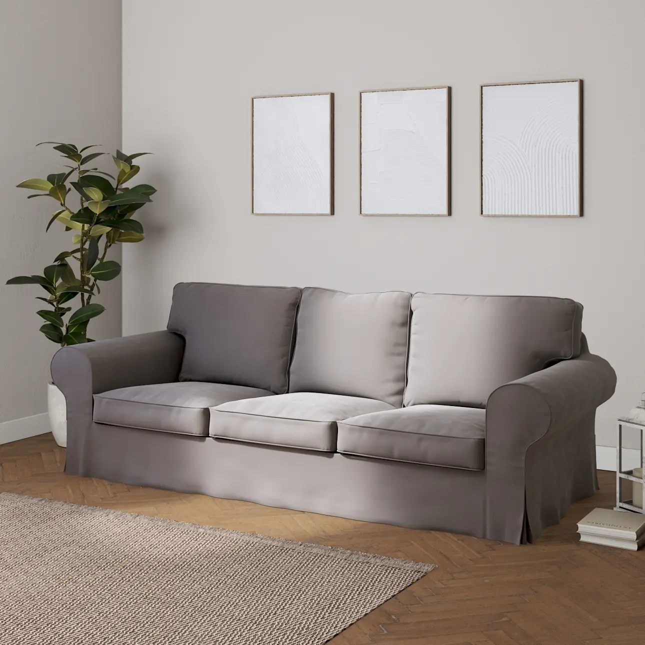 Dekoria Potah na pohovku IKEA  Ektorp 3-místná, rozkládací STARÝ MODEL PIXBO, greige, pohovka Ektorp 3-místná rozkládací, Velvet, 704-11