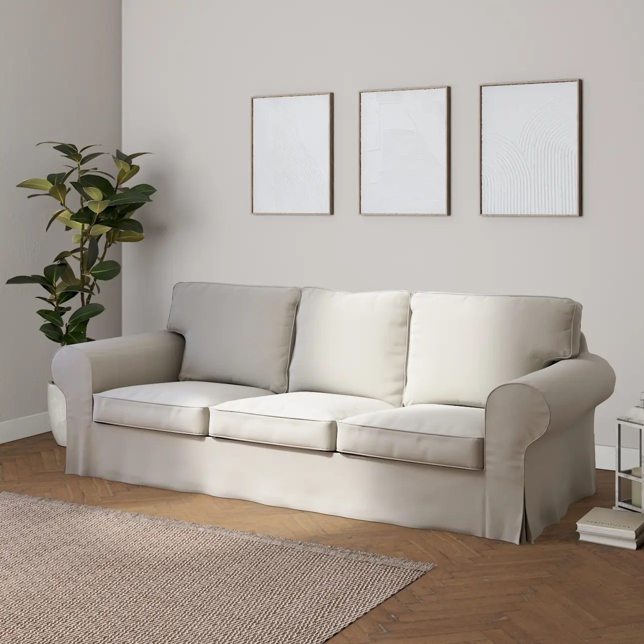Dekoria Potah na pohovku IKEA  Ektorp 3-místná, rozkládací STARÝ MODEL PIXBO, šedá, pohovka Ektorp 3-místná rozkládací, Ingrid, 705-40
