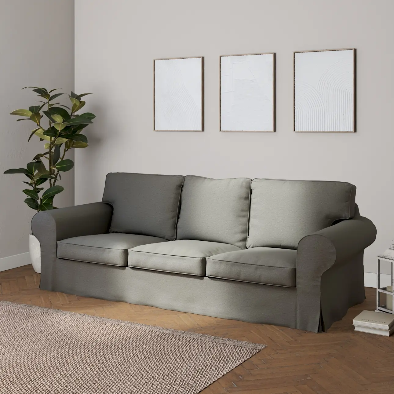 Dekoria Potah na pohovku IKEA  Ektorp 3-místná, rozkládací STARÝ MODEL PIXBO, šedá, pohovka Ektorp 3-místná rozkládací, Etna, 161-25