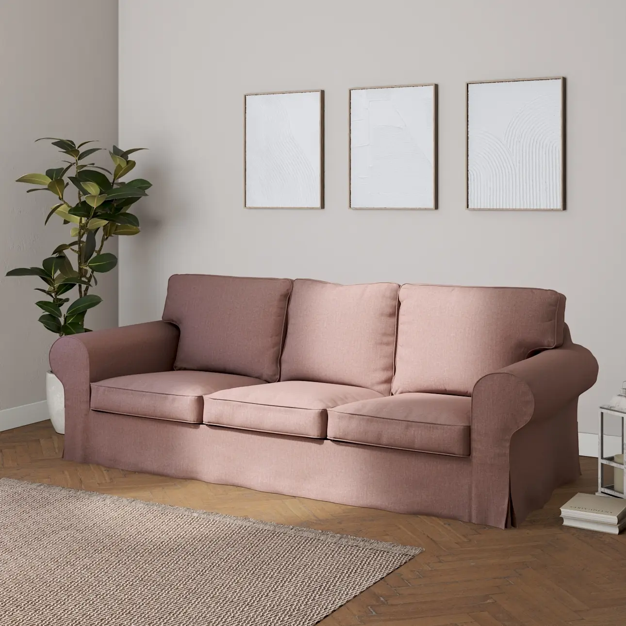 Dekoria Potah na pohovku IKEA  Ektorp 3-místná, rozkládací STARÝ MODEL PIXBO, matně růžová, pohovka Ektorp 3-místná rozkládací, City, 704-83