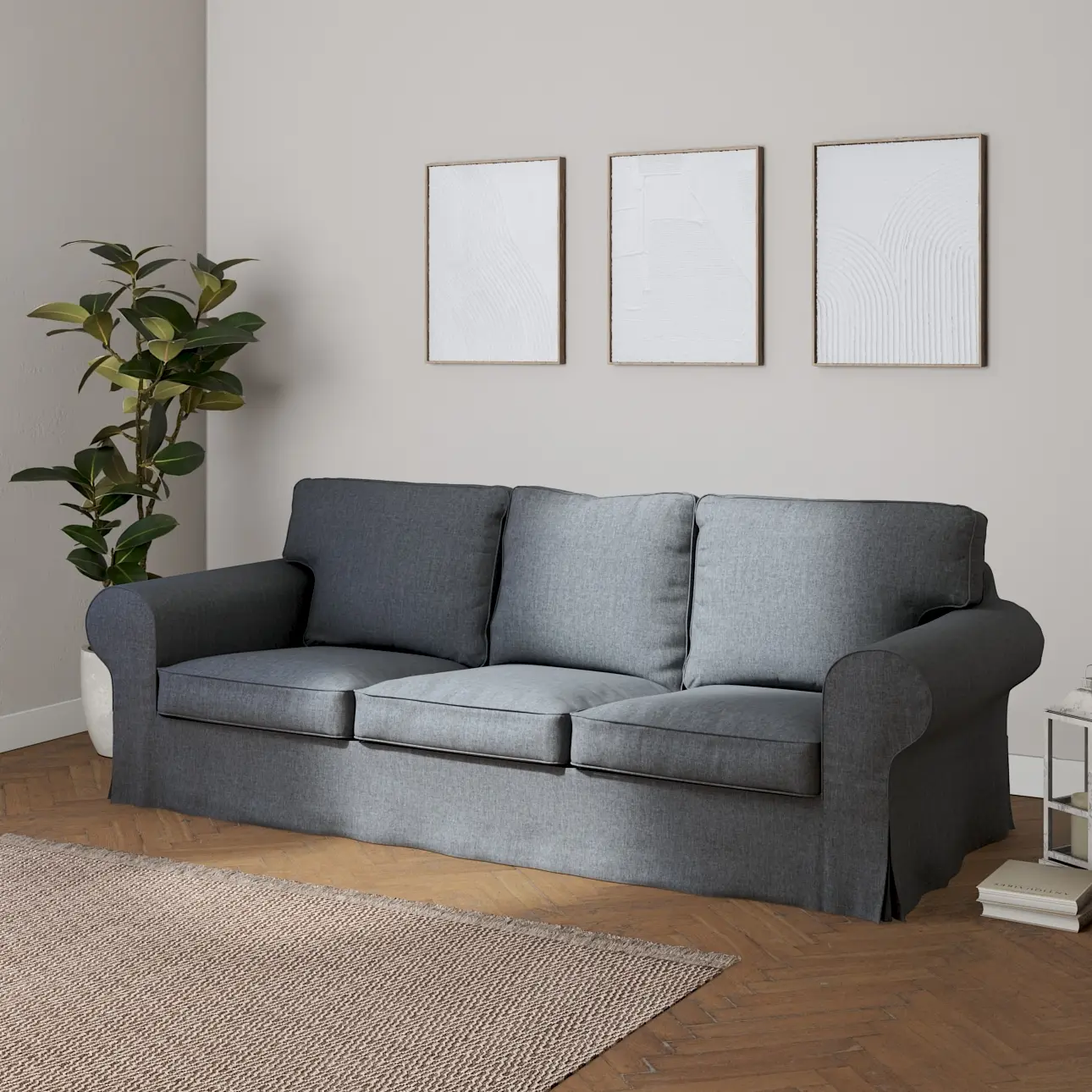Dekoria Potah na pohovku IKEA  Ektorp 3-místná, rozkládací STARÝ MODEL PIXBO, šedý grafit, pohovka Ektorp 3-místná rozkládací, City, 704-86