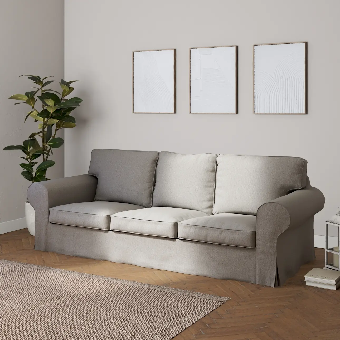 Dekoria Potah na pohovku IKEA  Ektorp 3-místná, rozkládací STARÝ MODEL PIXBO, chenille grise, pohovka Ektorp 3-místná rozkládací, Madrid, 161-57