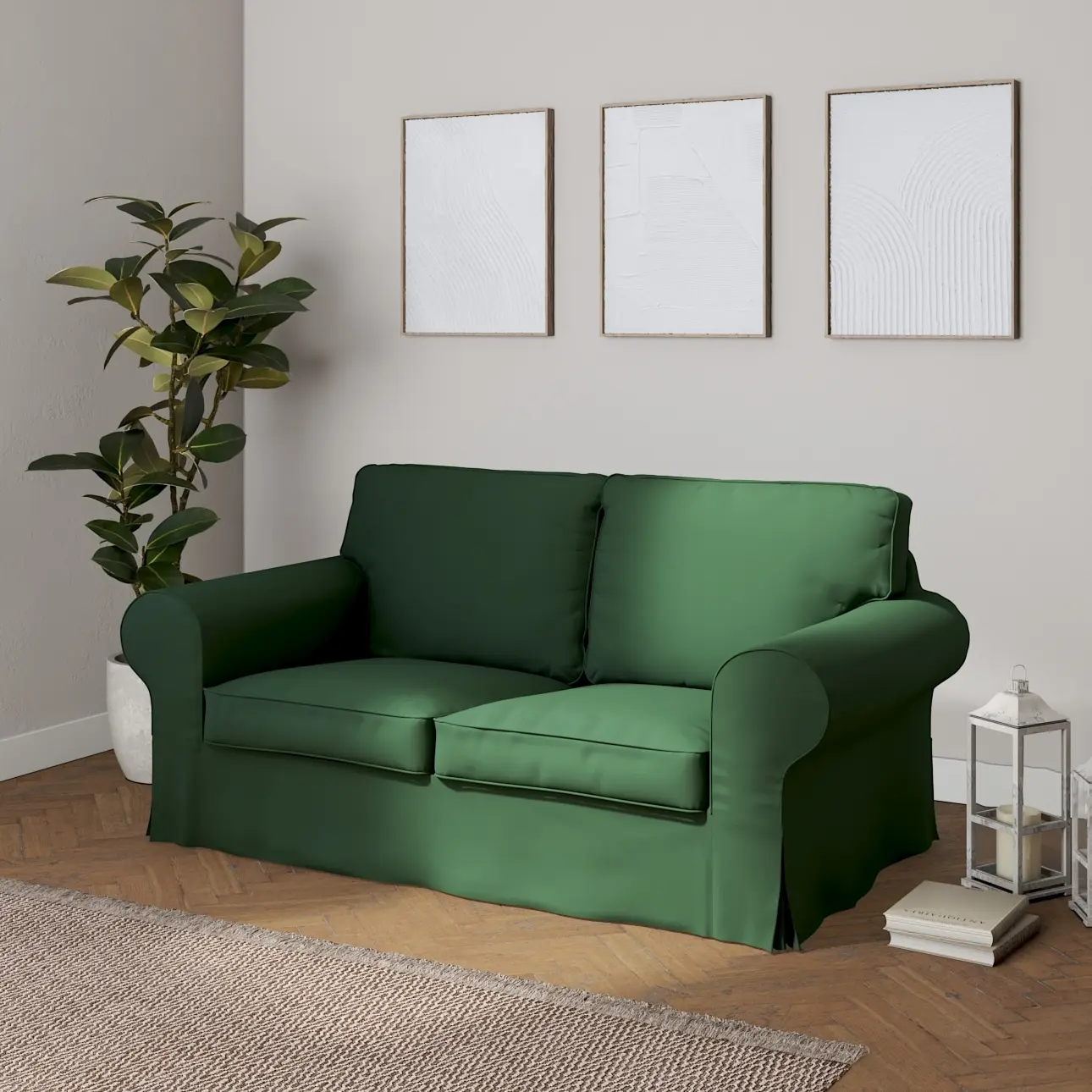 Dekoria Potah na pohovku IKEA  Ektorp 2-místná, rozkládací, STARÝ MODEL, Forest Green - zelená, pohovka Ektorp 2-místná rozkládací, Cotton Panama, 702-51