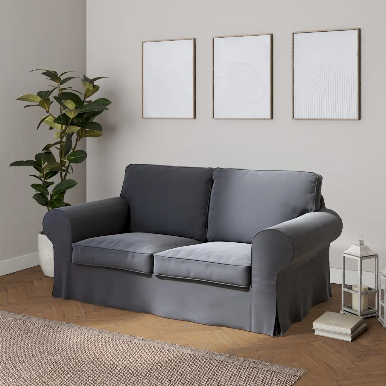 Dekoria Potah na pohovku IKEA  Ektorp 2-místná, rozkládací, STARÝ MODEL, grafitová šeď, pohovka Ektorp 2-místná rozkládací, Velvet, 704-12